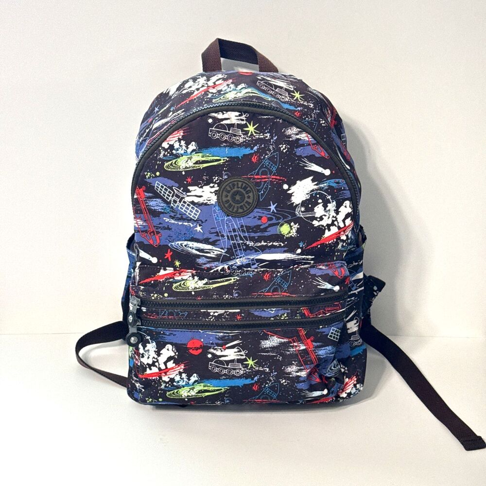 Kipling Bouree BP4193 Space Dreams Backpack Blue Multicolor School Travel Bag